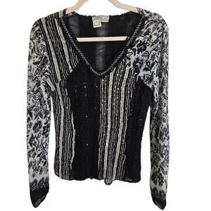 Vintage Alberto Makali Top Whimsigoth Fairy Grunge Mixed Media Size Small Sequin